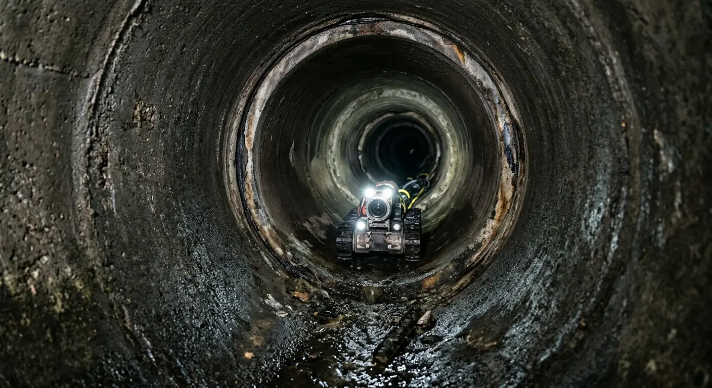 Robotic sewer camera inspecting pipe interior for Sewer Line Repair in Barrington